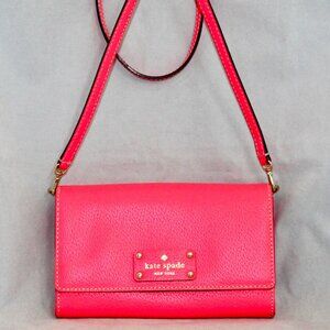 New w/ Tags Kate Spade Wellesley Natalie Hot Rose Leather Cross-body Bag